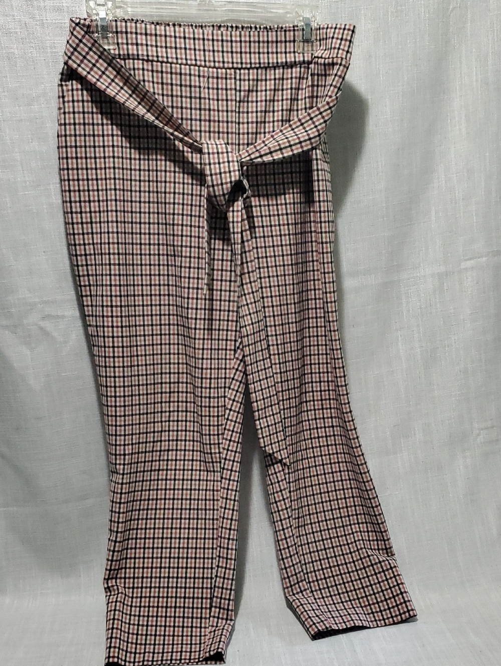 Jules & Leopold Pinkish/orange and Black Checked  Tie-Waist Pants